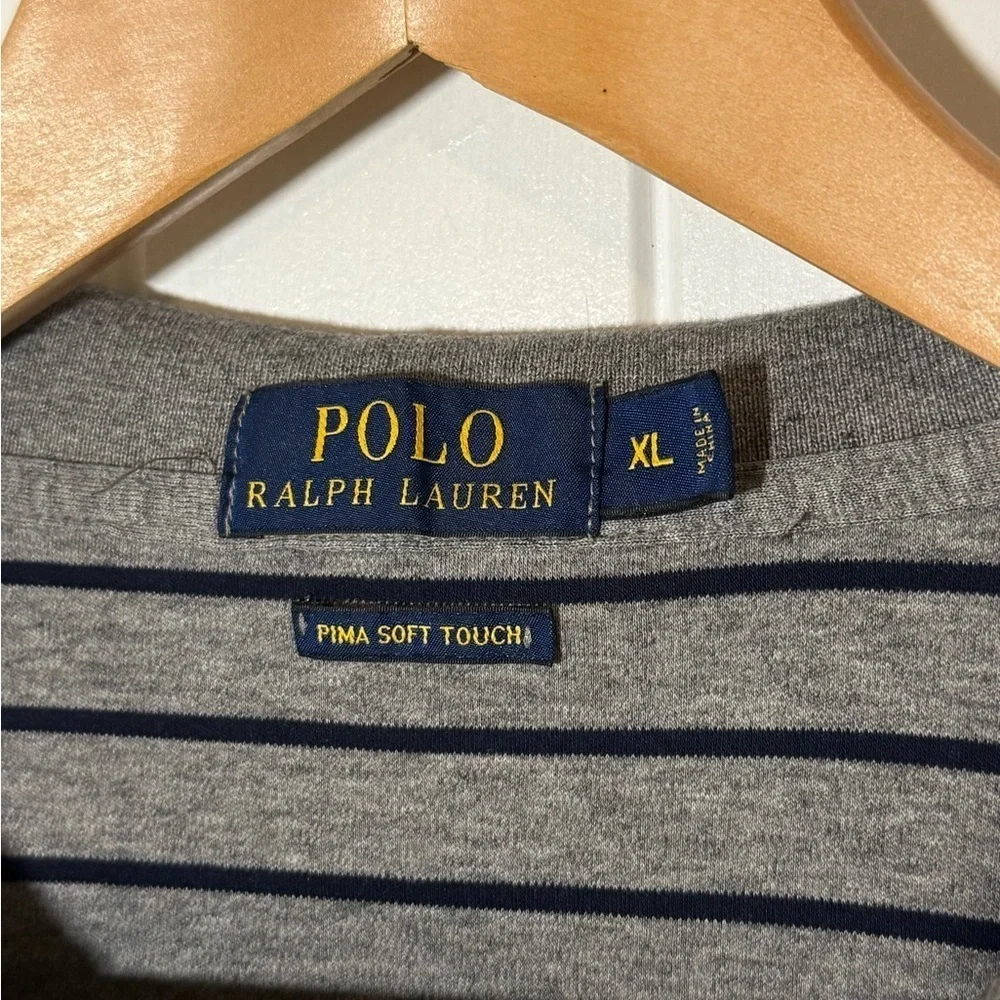 Polo by Ralph Lauren Men's Gray Striped Soft Cotton Polo